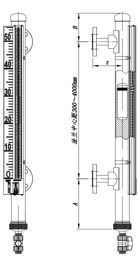 Flap-11C塑料型磁翻板液位計(jì)尺寸