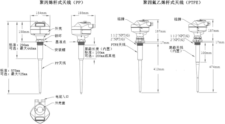 低頻脈沖雷達(dá)物位計(jì)尺寸圖